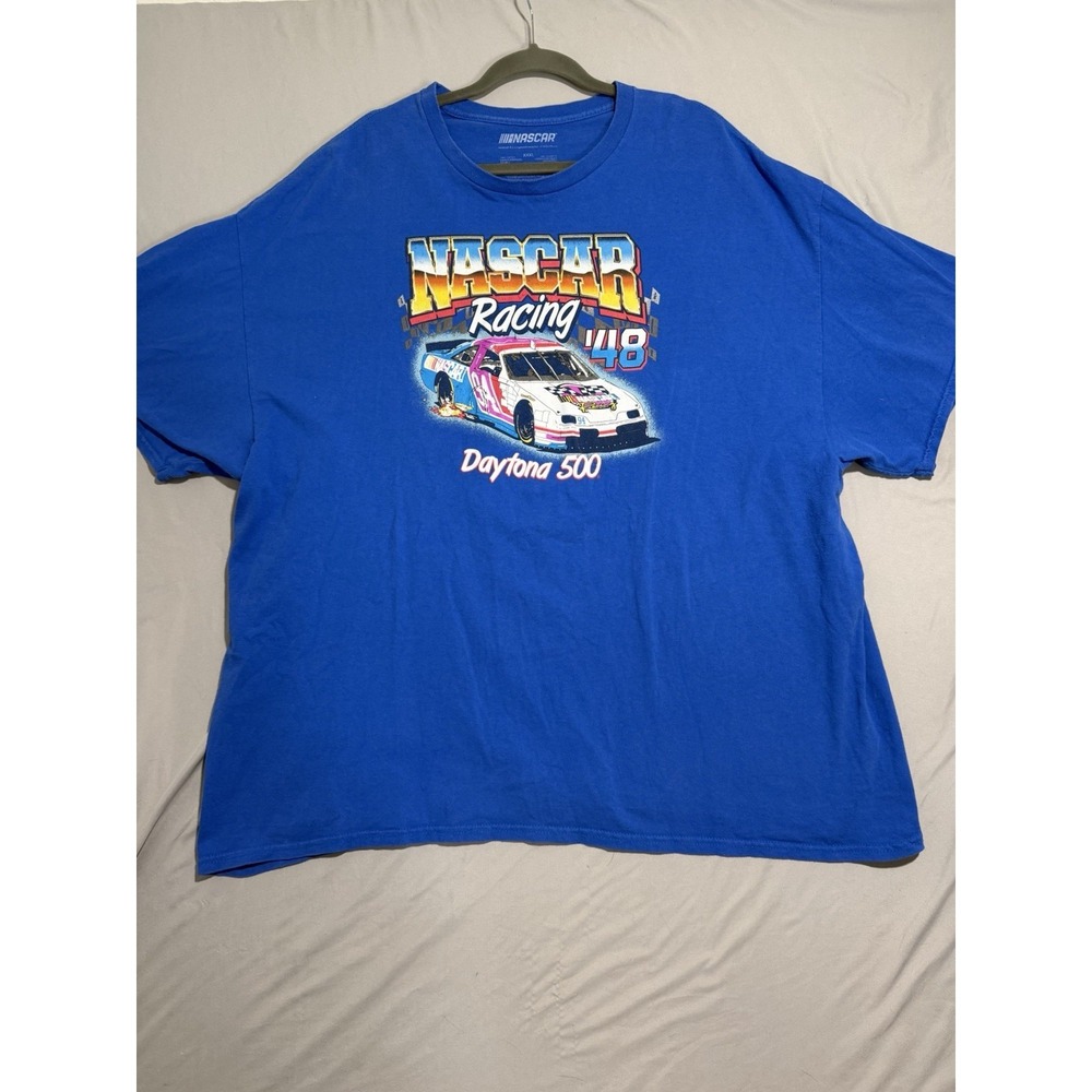 Vtg Nascar‎ Racing Shirt Mens 3XL Blue Daytona 500 48 Graphic 90s